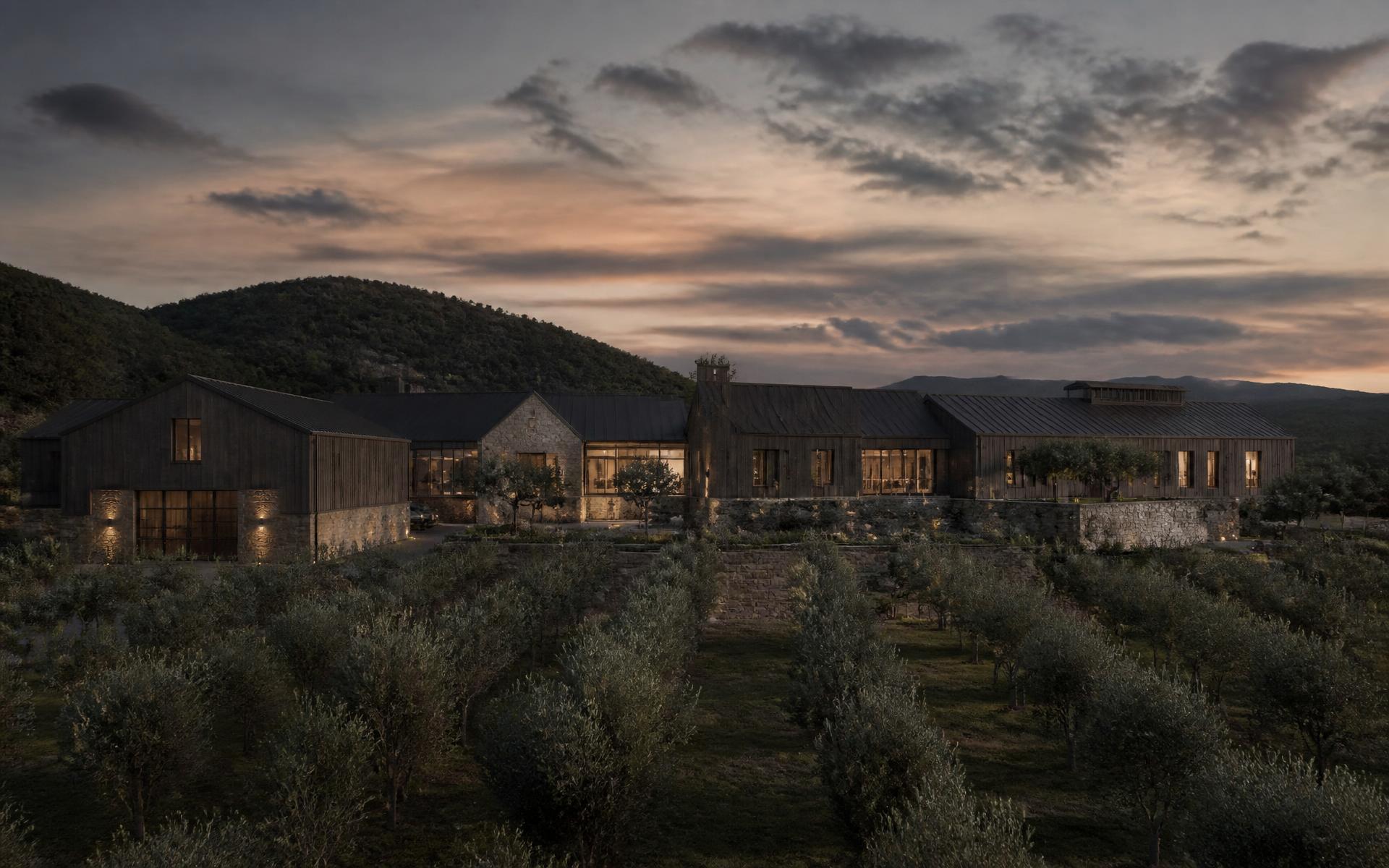 Countryside house at golden hour